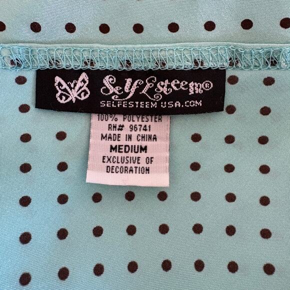 Y2K Satin Mint Green Brown Polka Dot Lace Trim Tank - Women's M - Picture 4 of 5